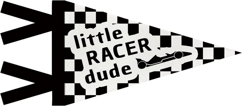JXREQ Little Racer Dude Pennants Banners Flags for Kids Boys Room Decor, Retro Black and White Checkered Canvas Wall Art Decor for Toddler Room Nursery Playroom, 8x17 Inch - Image 1